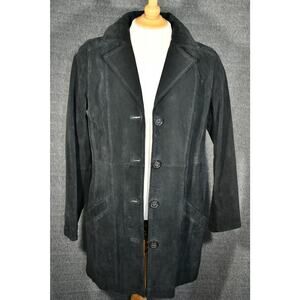 Women's Dennis Basso Black Suede Jacket Lined Size Medium